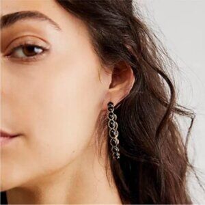 New! Free People Buckaroo Black Hoop Earrings (3018) NWOT
